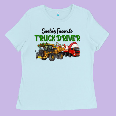 Santa's Favorite Truck Driver Ladies Tee Designed By Lillyallendesigns