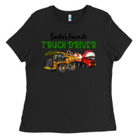 Black Santa's Favorite Truck Driver Ladies Tee - LillyAllenDesigns