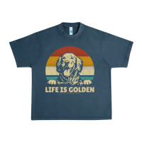 Midnight Navy Golden Retriever Dog Life is golden retro vintage Urban Heavy Tee - ArtMosaic