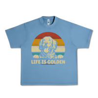 Pebble Blue Golden Retriever Dog Life is golden retro vintage Urban Heavy Tee - ArtMosaic