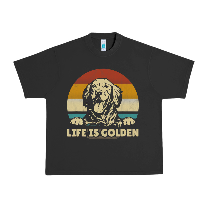Golden Retriever Dog Life Is Golden Retro Vintage Urban Heavy Tee by ArtMosaic | Teevron