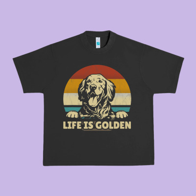 Golden Retriever Dog Life Is Golden Retro Vintage Urban Heavy Tee Designed By Artmosaic