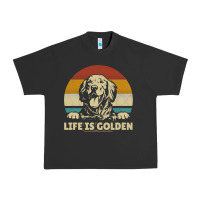 Pigment Black Golden Retriever Dog Life is golden retro vintage Urban Heavy Tee - ArtMosaic