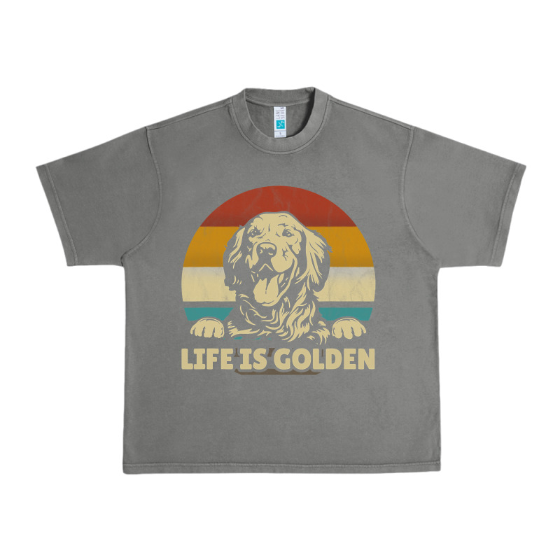 Golden Retriever Dog Life Is Golden Retro Vintage Urban Heavy Tee by ArtMosaic | Teevron