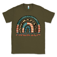 Army Green America rainbow Classic Tee - FaDigitalArtStudio