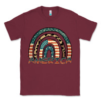 Burgundy America rainbow Classic Tee - FaDigitalArtStudio