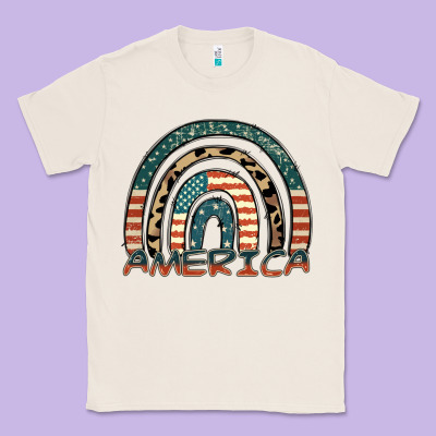 America Rainbow Classic Tee Designed By Fadigitalartstudio