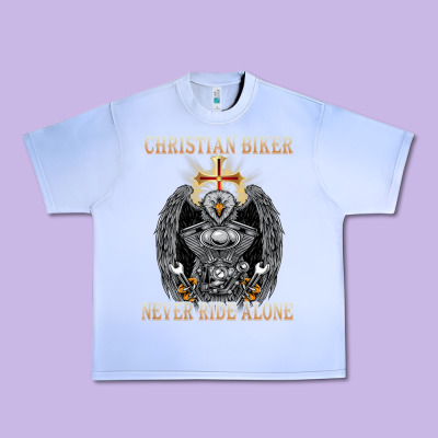 Jesus Christian Biker Never Ride Alone Urban Heavy Tee Designed By Artmosaic