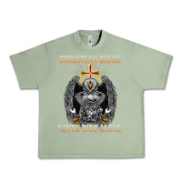 Oil Green jesus christian biker never ride alone Urban Heavy Tee - ArtMosaic