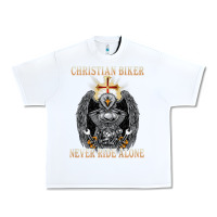 White jesus christian biker never ride alone Urban Heavy Tee - ArtMosaic
