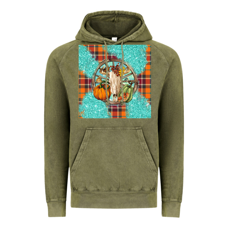 Fall Bull Skull Vintage Hoodie by BarkalooDesign | Teevron