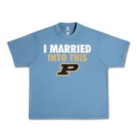 Pebble Blue Purdue Boilermakers Married Into This - Apparel Urban Heavy Tee - ArtMosaic