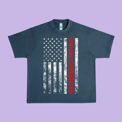 Union Carpenter With A Vintage American Flag For Fans Urban Heavy Tee Designed By Artmosaic