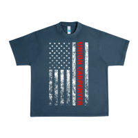 Midnight Navy Union Carpenter With A Vintage American Flag For Fans Urban Heavy Tee - ArtMosaic