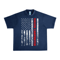 Navy Union Carpenter With A Vintage American Flag For Fans Urban Heavy Tee - ArtMosaic