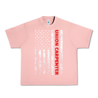 Salmon Union Carpenter With A Vintage American Flag For Fans Urban Heavy Tee - ArtMosaic