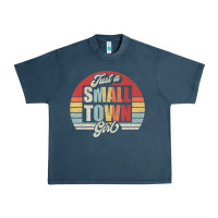 Midnight Navy Limited Edition Retro Vintage Just A Small Town Girl Urban Heavy Tee - ArtMosaic