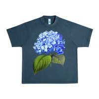 Midnight Navy Blue  hydrangea Urban Heavy Tee - ArtMosaic