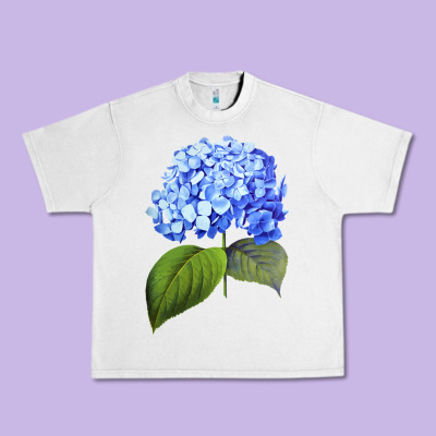 Blue  Hydrangea Urban Heavy Tee Designed By Artmosaic