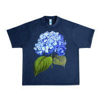 Navy Blue  hydrangea Urban Heavy Tee - ArtMosaic