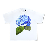 White Blue  hydrangea Urban Heavy Tee - ArtMosaic