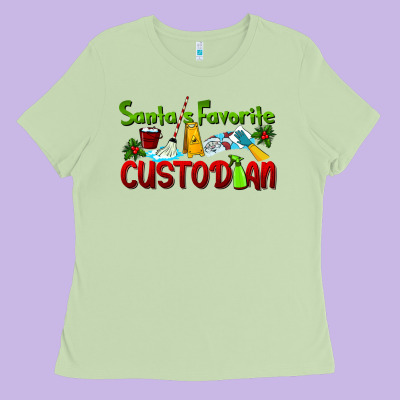 Santa's Favorite Custodian Ladies Tee Designed By Lillyallendesigns