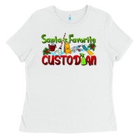 White Santa's Favorite Custodian Ladies Tee - LillyAllenDesigns