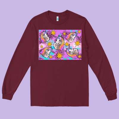 Unicorn Long Sleeve Tee Designed By Artiststas