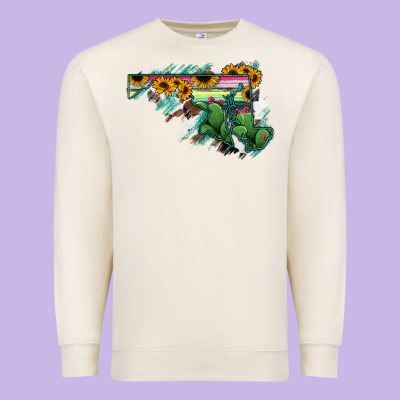 Maryland Map Sunflower Cactus Serape Premium Sweatshirt Designed By Ranaportraitstore