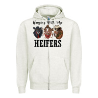 Oatmeal Heather hanging with my heifers Zipper Hoodie - RanaPortraitStore