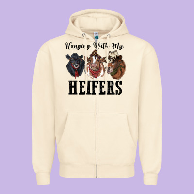 Hanging With My Heifers Zipper Hoodie Designed By Ranaportraitstore