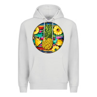 Dove Grey pineapple leopard Premium Hoodie - BarkalooDesign