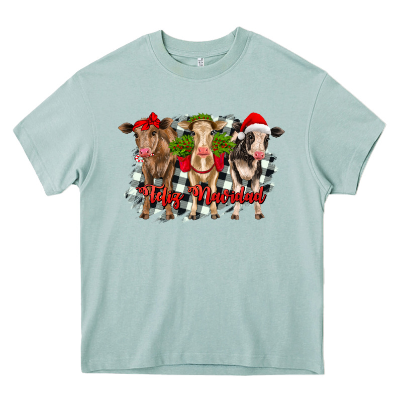 Feliz Navidad Heifers Front View Heavy Core Tee by RanaPortraitStore | Teevron