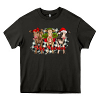 Asphalt feliz navidad heifers front view Heavy Core Tee - RanaPortraitStore