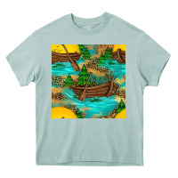 Arona Lake Boat Rudder And Sunflowers Seamless Pattern Heavy Core Tee - BundleAndBundleShop