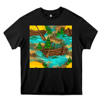 Black Lake Boat Rudder And Sunflowers Seamless Pattern Heavy Core Tee - BundleAndBundleShop