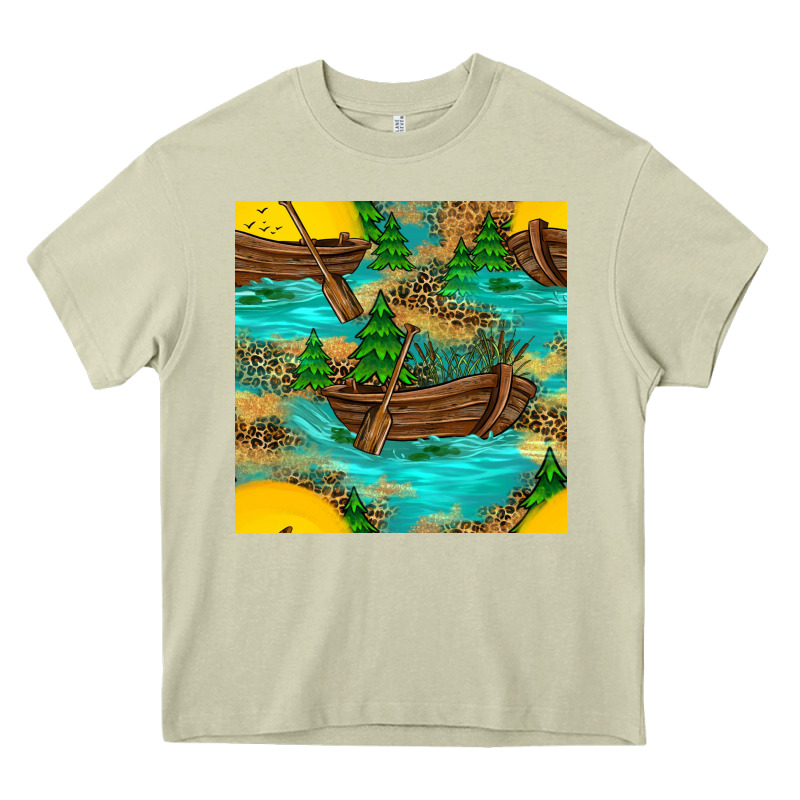 Lake Boat Rudder And Sunflowers Seamless Pattern Heavy Core Tee by BundleAndBundleShop | Teevron