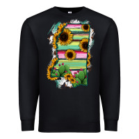 Black Mississippi Map Sunflower Cactus Serape Premium Sweatshirt - RanaPortraitStore
