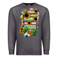 Charcoal Heather Mississippi Map Sunflower Cactus Serape Premium Sweatshirt - RanaPortraitStore