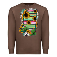 Chestnut Mississippi Map Sunflower Cactus Serape Premium Sweatshirt - RanaPortraitStore