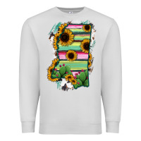 Dove Grey Mississippi Map Sunflower Cactus Serape Premium Sweatshirt - RanaPortraitStore
