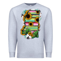 Heather Grey Mississippi Map Sunflower Cactus Serape Premium Sweatshirt - RanaPortraitStore