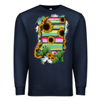 Navy Mississippi Map Sunflower Cactus Serape Premium Sweatshirt - RanaPortraitStore