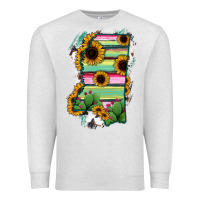 Oatmeal Heather Mississippi Map Sunflower Cactus Serape Premium Sweatshirt - RanaPortraitStore