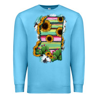 Ocean Blue Mississippi Map Sunflower Cactus Serape Premium Sweatshirt - RanaPortraitStore
