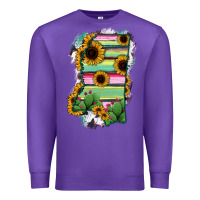 Purple Mississippi Map Sunflower Cactus Serape Premium Sweatshirt - RanaPortraitStore