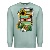 Seafoam Mississippi Map Sunflower Cactus Serape Premium Sweatshirt - RanaPortraitStore