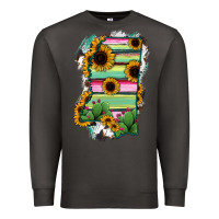 Smoke Mississippi Map Sunflower Cactus Serape Premium Sweatshirt - RanaPortraitStore