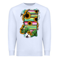 White Mississippi Map Sunflower Cactus Serape Premium Sweatshirt - RanaPortraitStore
