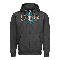 Charcoal Heather western dad with gemstone and skull Zipper Hoodie - RanaPortraitStore